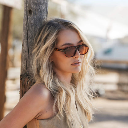 EMBER Women's Aviator Sunglasses in Ruby Tortoise by WMP Eyewear