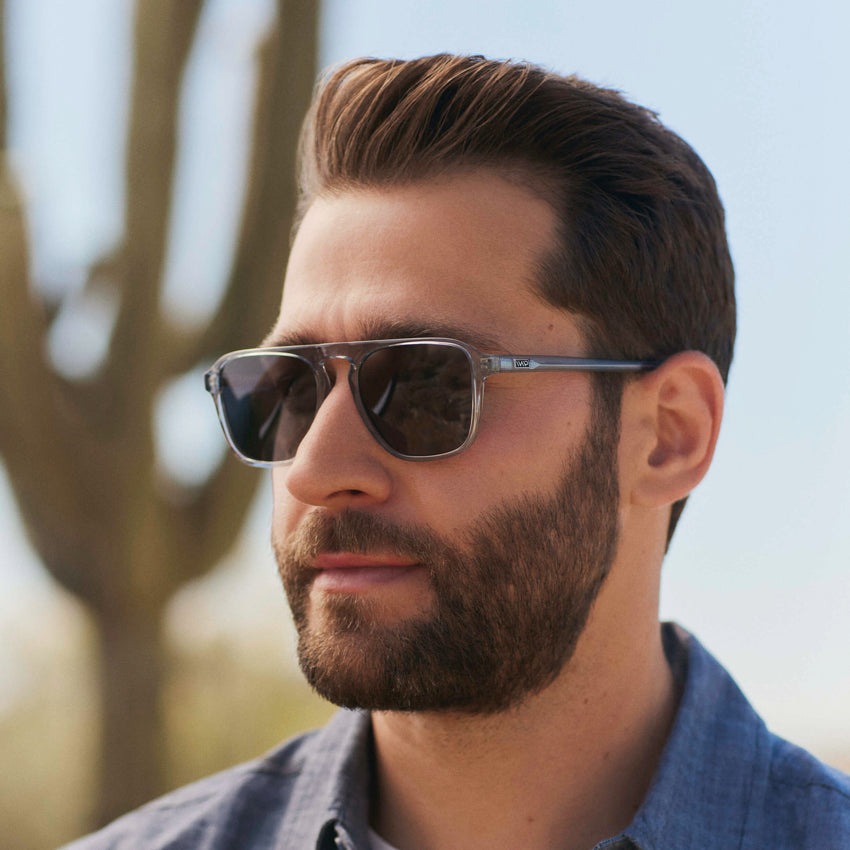 EMERSON Unisex Square Aviator Sunglasses in Denim Blue by WMP Eyewear