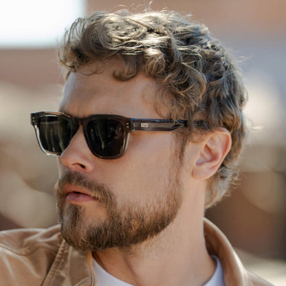 WAYNE Men's Bold Rectangular Sunglasses in Ashwood Brown by WMP Eyewear