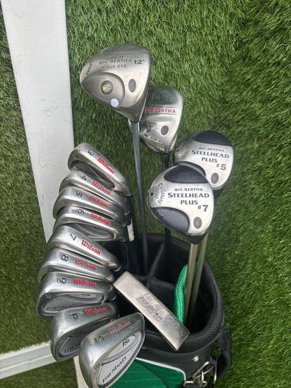 Callaway Big Bertha Woods + Wilson FatShaft Irons + Stand Bag (14 Clubs)