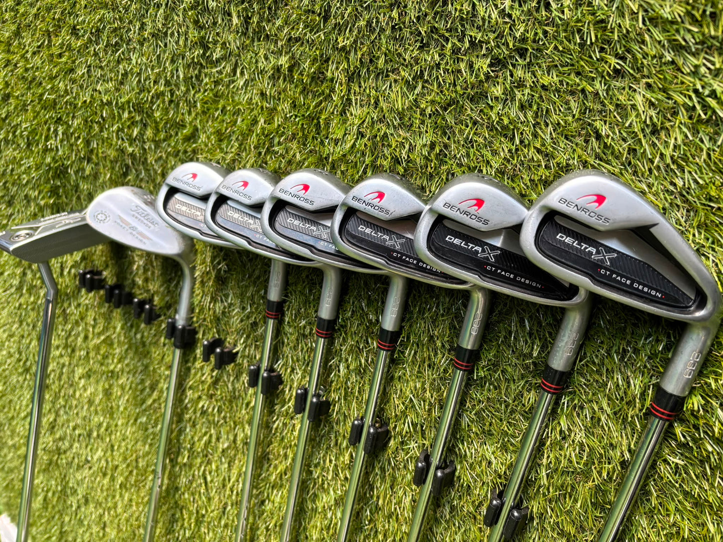 Benross Delta X Irons, Delta Driver, Adams Idea Pro Hybrid, Mizuno M-Craft IV, Vokey SM6 & Greg Norman Cart Bag
