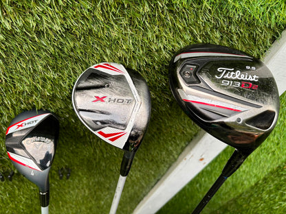 New Wilson Staff D7 Irons, Titleist Driver, Callaway Wood & Hybrid, New Wilson Infinite Putter Titleist Waterproof Cart Bag