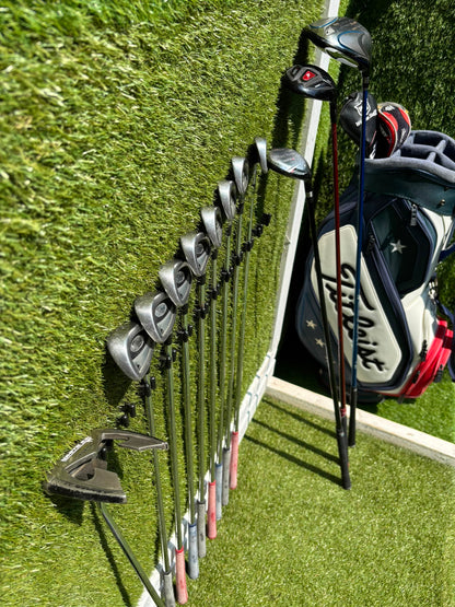 Titleist DCI 762 Irons, Cobra Driver, Odyssey White Ice Teron & Titleist Stars & Stripes Cart Bag
