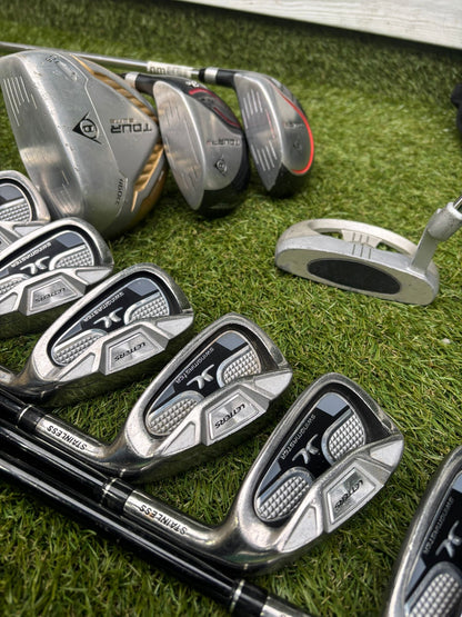 John Letters Swingmaster Irons + Dunlop Tour Woods + Hippo Putter + Dunlop Cart Bag – 11 Clubs