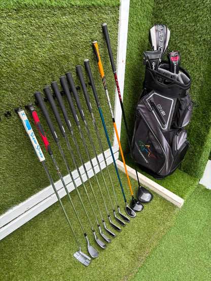 Benross Delta X Irons, Delta Driver, Adams Idea Pro Hybrid, Mizuno M-Craft IV, Vokey SM6 & Greg Norman Cart Bag