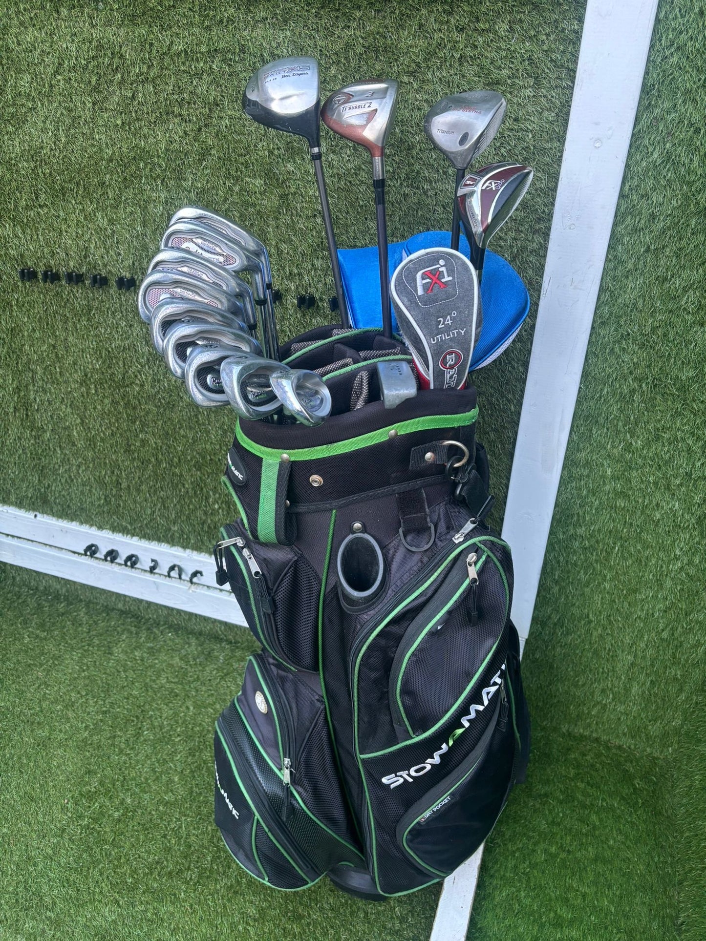 Ryder Z-40 Irons + Ben Sayers Power Pact Driver + Woods + RAM FXi Hybrid + Stowamate Bag (14 Clubs)