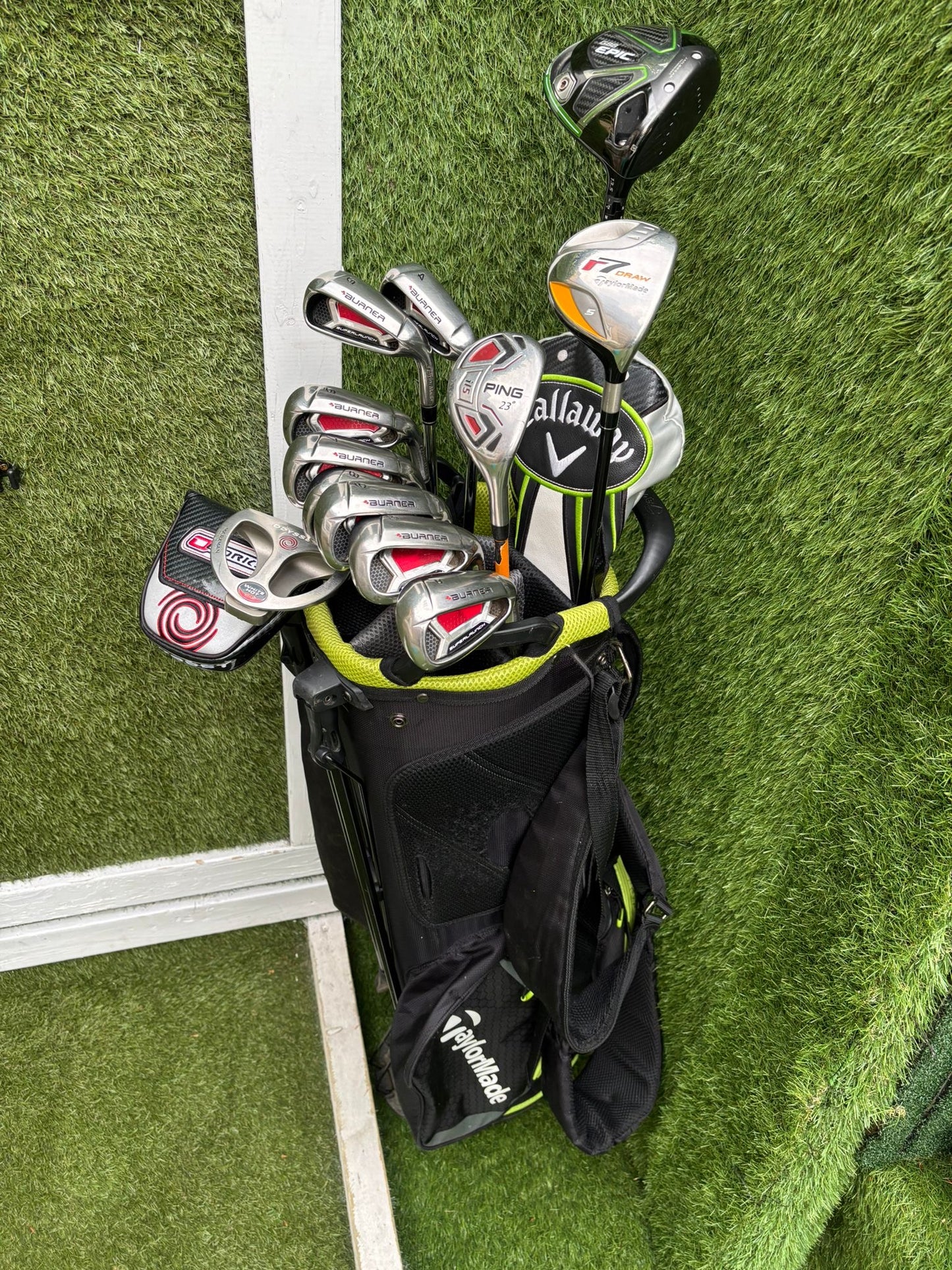 Callaway GBB Epic Adjustable Driver + TaylorMade Burner Irons (4–SW) + Ping i15 Hybrid + r7 Draw 5 Wood + Odyssey Marxman Putter