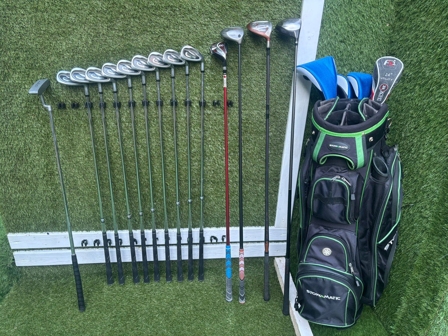Ryder Z-40 Irons + Ben Sayers Power Pact Driver + Woods + RAM FXi Hybrid + Stowamate Bag (14 Clubs)