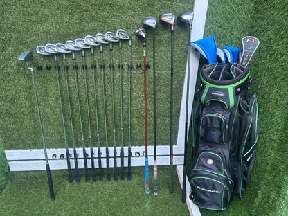 Ryder Z-40 Irons + Ben Sayers Power Pact Driver + Woods + RAM FXi Hybrid + Stowamate Bag (14 Clubs)