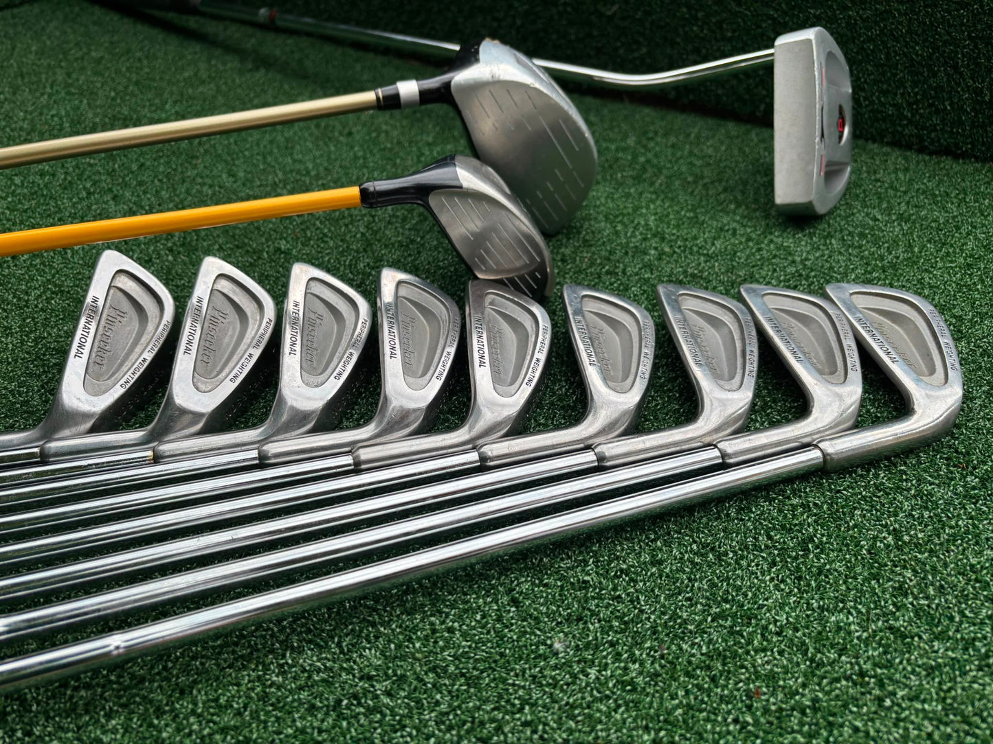 Pinseeker 3–SW Full Golf Set + John Letters Driver, MD Golf 3 Wood & Slazenger Putter