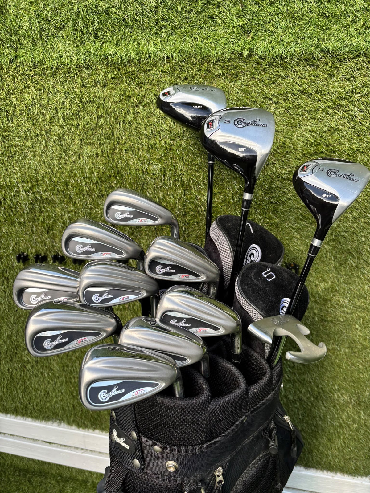 Confidence CG460 3–SW Irons, 10.5° Driver, 3 & 5 Woods, Putter & Matching Bag – Unused Condition
