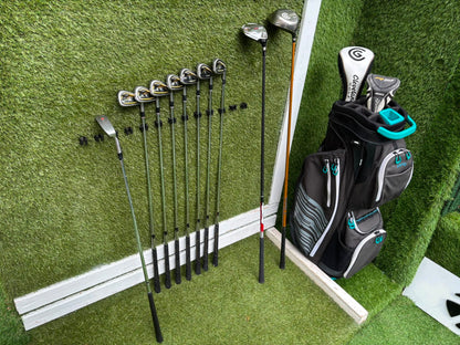 Cleveland CG7 Tour Irons, TaylorMade R9 Hybrid, Cleveland Launcher Driver & Ping Bag