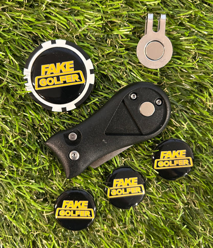 Golf plastic Pitchfork Magnetic Hat Clip With 3 Fake Golfer Markers And Poker chip