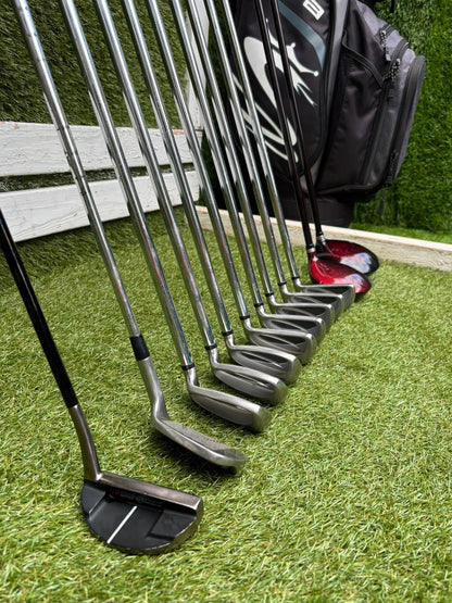 Wilson FatShaft Irons, Wilson Deep Red Driver, Wilson Deep Red 1 Wood, Benross MDX Tribe Putter & Cobra Cart Bag