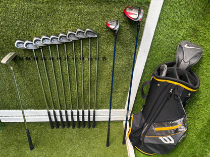 Wilson Deep Red Irons, Nike VR II Pro Woods, Brand New Putter & Wilson Cart Bag