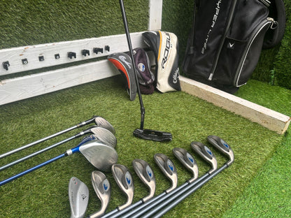 Callaway Tungsten Titanium Irons + Donnay Driver + Mizuno Fairway + Confidence Hybrid + Callaway Stand Bag (12 Clubs)