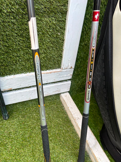 Wilson 3–SW Irons, TaylorMade Driver, Cleveland Fairway, Slazenger Putter & Titleist Cart Bag