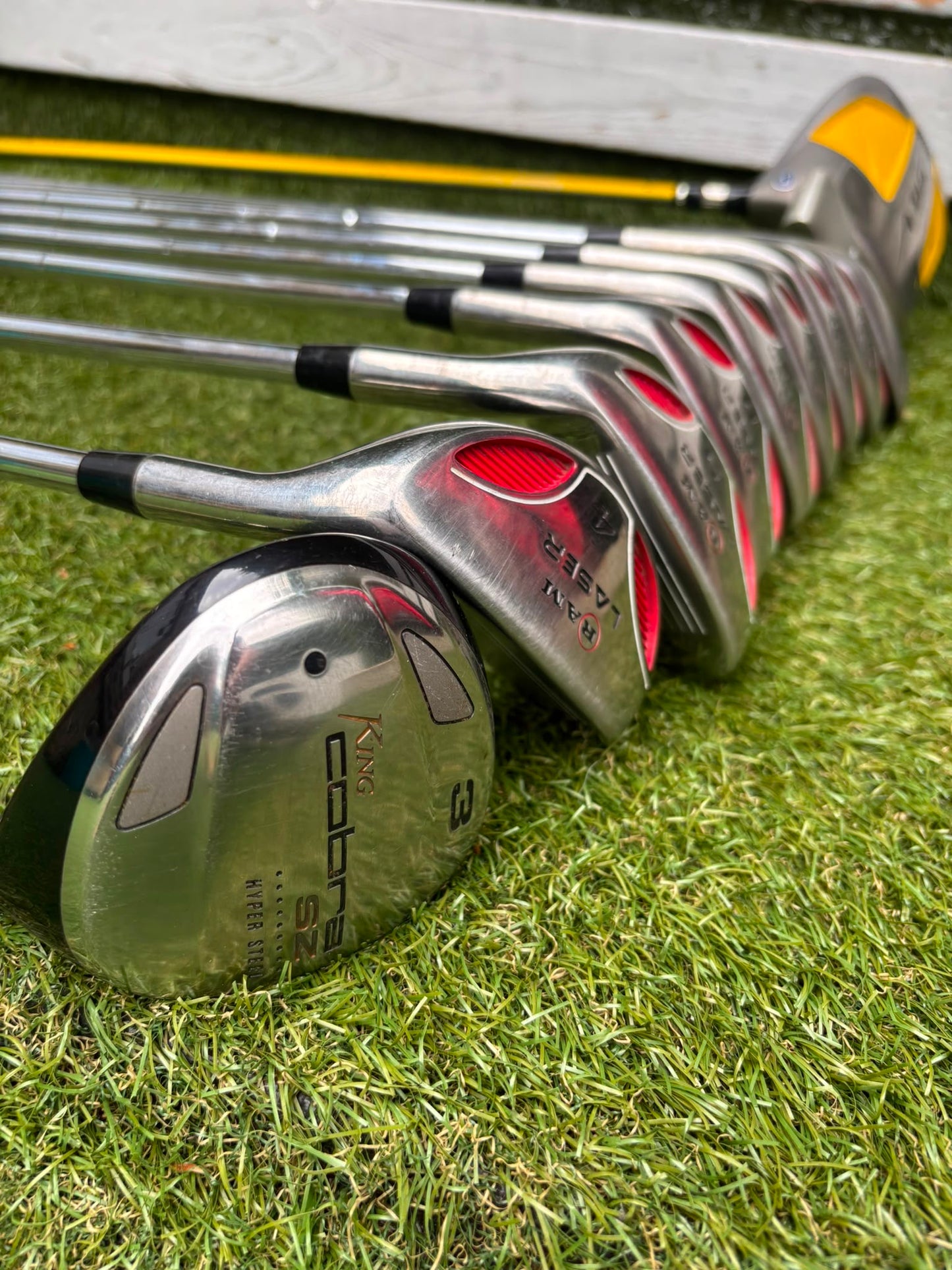 RAM Laser Hybrid Irons, Nike SQ Sumo² Driver, Cobra SZ Fairway Wood, Slazenger V Series Putter & Wilson Tour RX Stand Bag