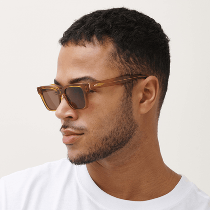DEAN Rectangular Brown Coffee Sunglasses by Messy Weekend
