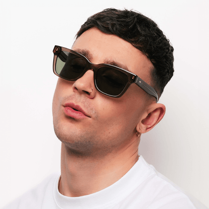 DEAN Rectangular Bottle Green Sunglasses by Messy Weekend