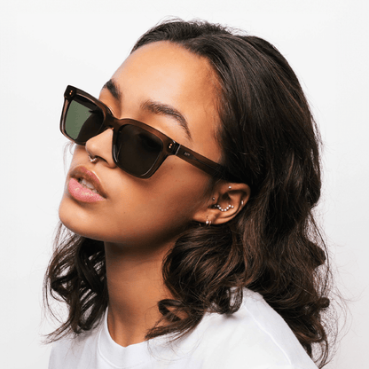 DEAN Rectangular Bottle Green Sunglasses by Messy Weekend
