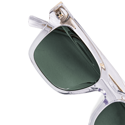 DEAN Rectangular Crystal Green Sunglasses by Messy Weekend