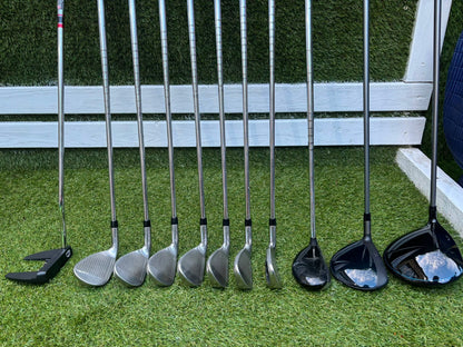 Callaway Irons, Wilson D9 Driver, Callaway Paradym X 3 Wood, Callaway X Hybrid, Wilson Infinite Putter & OUUL Premium Stand Bag
