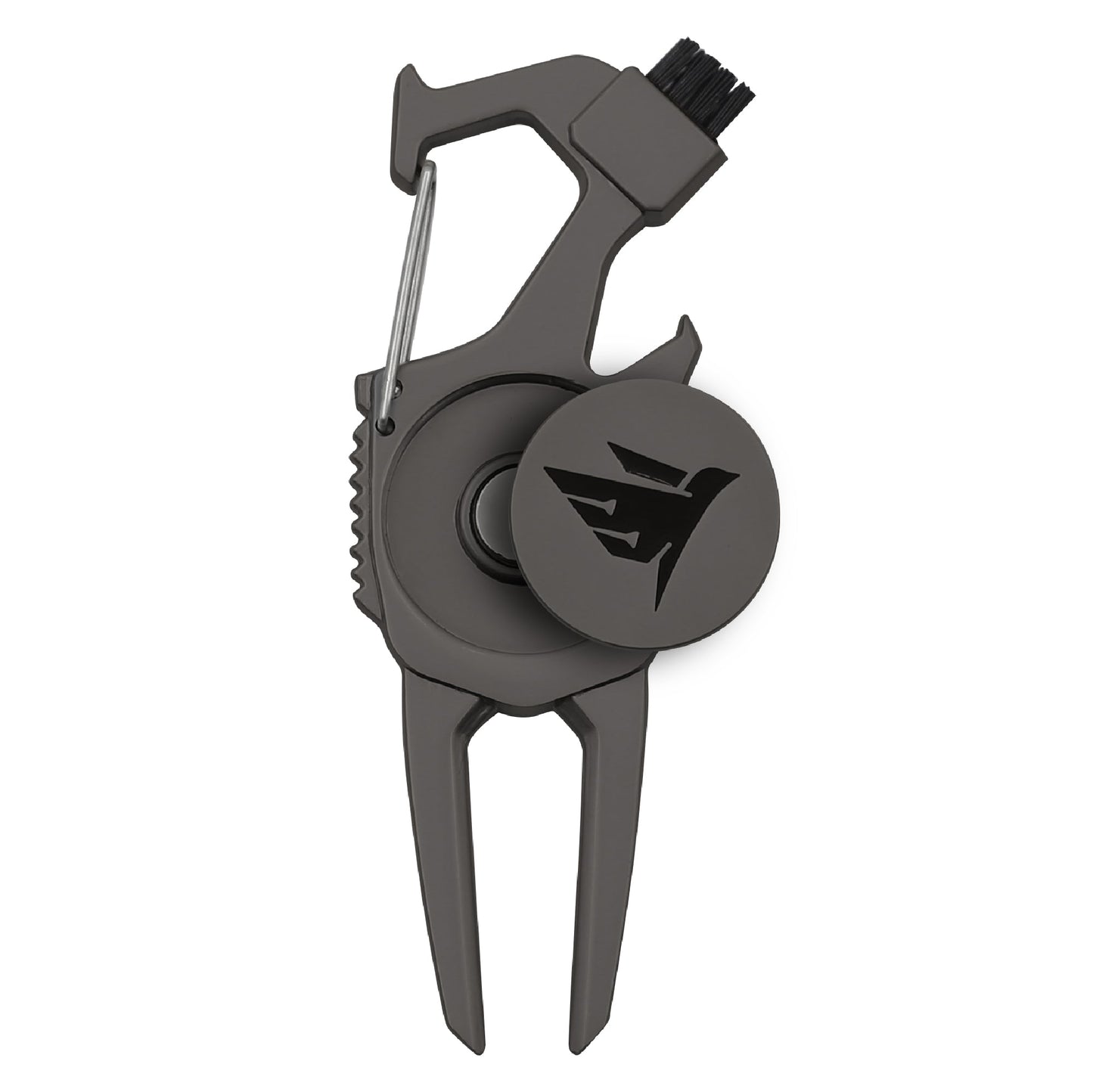 SWIFTEE Golf Divot Pitch Mark Repair Tool 7-in-1 Matte Black - Club Holder, Brush, Clip Buckle, Groove Cleaner, Bottle Opener, Ball Marker, Divot Tool - Gift Box Included