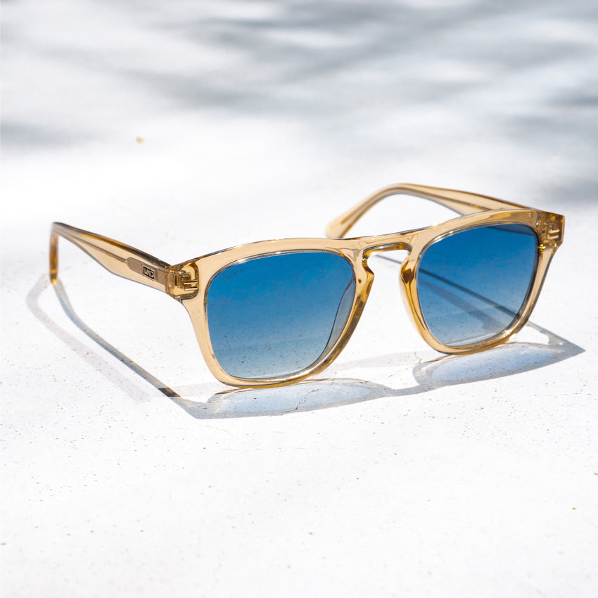 DASH Modern Unisex Sunglasses in Champagne Crystal Blue by WMP Eyewear