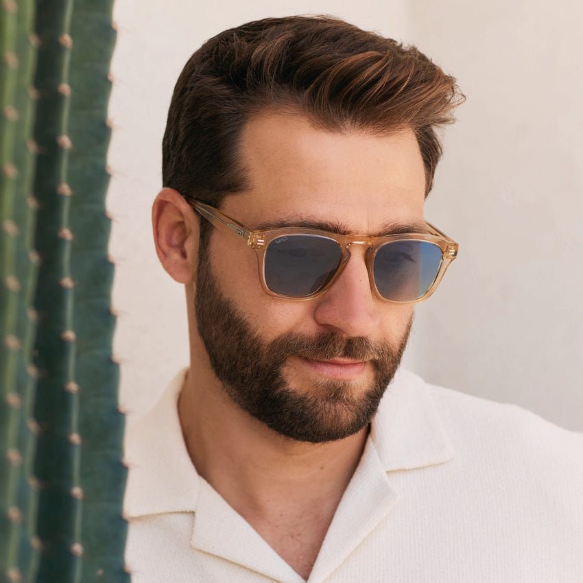 DASH Modern Unisex Sunglasses in Champagne Crystal Blue by WMP Eyewear