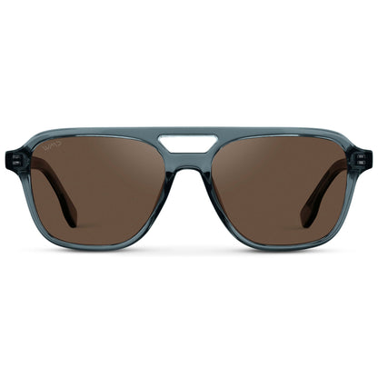 DEAN Polarised Oversized Aviator Sunglasses in Crystal Stone Blue by WMP Eyewear
