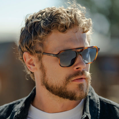DEAN Polarised Oversized Aviator Sunglasses in Whiskey Brown Tort by WMP Eyewear