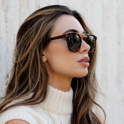 Lunettes de soleil oversize DEMI pour femme, couleur écaille de tortue, marron whisky, par WMP Eyewear UK
