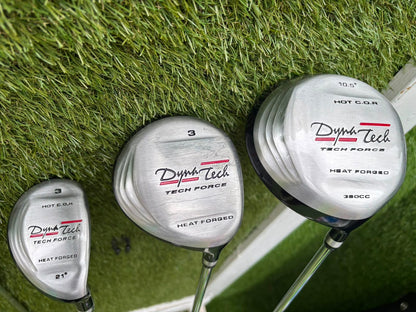 Unused and Boxed Dyna-Tech “Tech Force” Full Golf Set (5–SW) + Driver, 3 Wood, Hybrid + Bag
