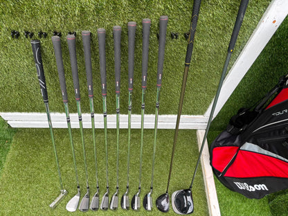RAM Laser Hybrid Irons, Nike SQ Sumo² Driver, Cobra SZ Fairway Wood, Slazenger V Series Putter & Wilson Tour RX Stand Bag