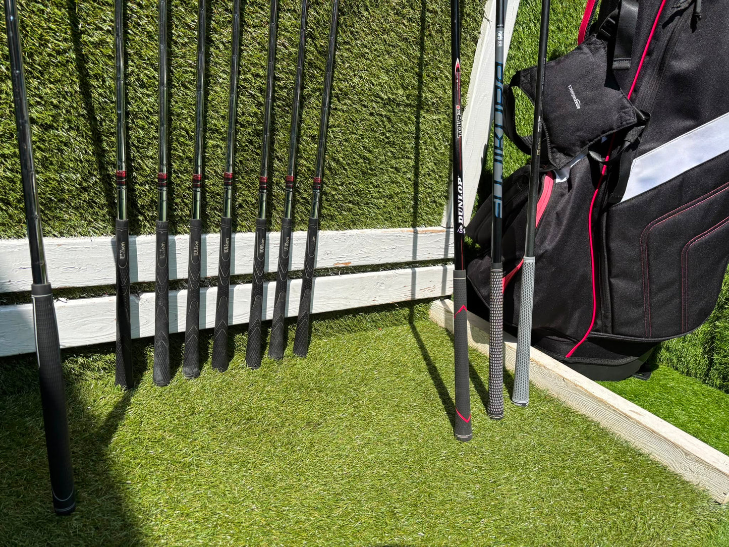 Wilson Deep Red Irons, TaylorMade Burner 3.0 Fairway Wood, Wilson Driver & Brand New Stand Bag