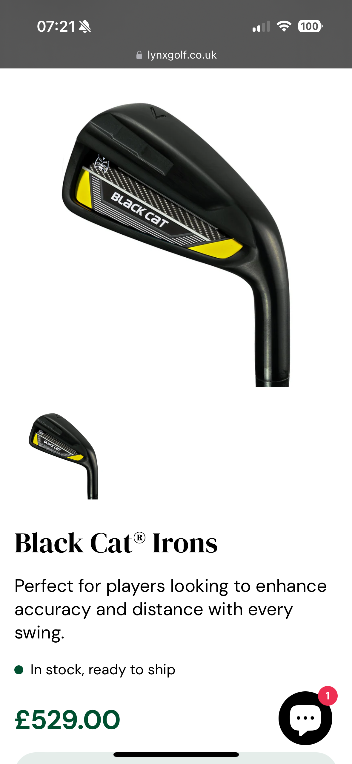 Lynx Blackcat Iron Set 2023 Brand New 5-PW STIFF KBS Tour Lite 100 Shafts