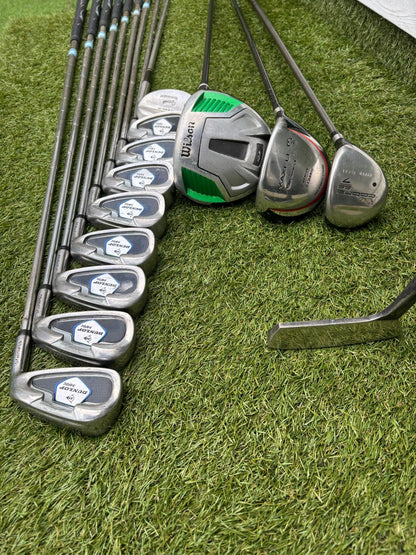 Dunlop Max Irons (3, 5–SW) + Cobra SS Hyper Steel 7 Wood + Driver + TaylorMade Cart Bag Free P&P