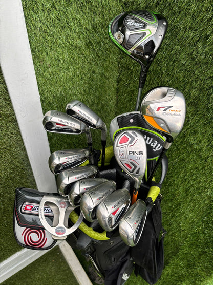 Callaway GBB Epic Adjustable Driver + TaylorMade Burner Irons (4–SW) + Ping i15 Hybrid + r7 Draw 5 Wood + Odyssey Marxman Putter
