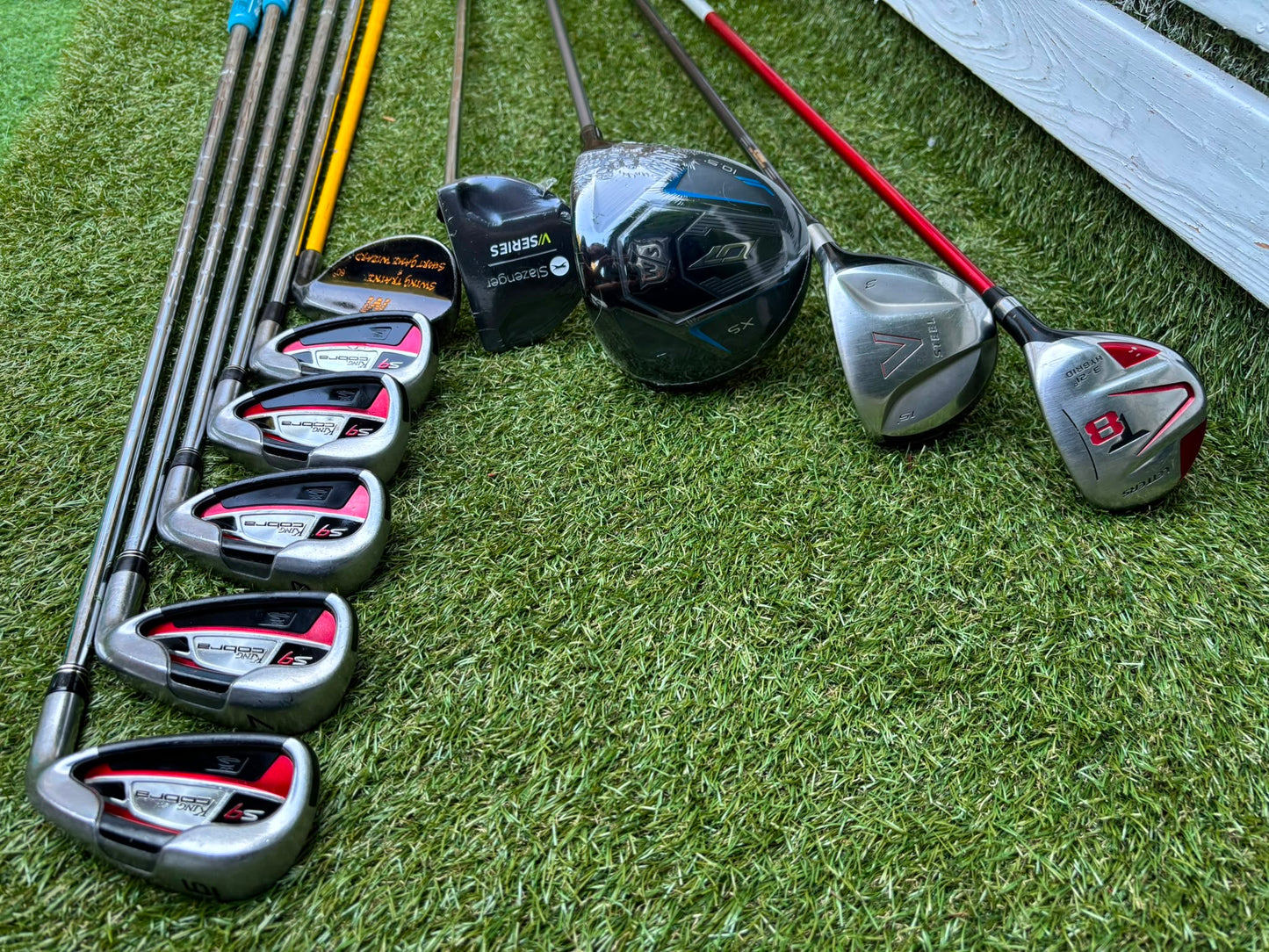 Cobra King S9 Irons, New Wilson Driver, TaylorMade Wood, New V Series Putter & Callaway Dry Waterproof Cart Bag Free P&P