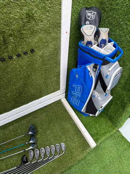 Ping Eye2+ Blue Dot Graphite Irons, Brand New Wilson D7 Driver, Ping G5 Woods & Ping Traverse Cart Bag