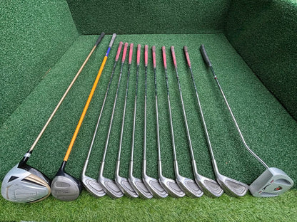 Pinseeker 3–SW Full Golf Set + John Letters Driver, MD Golf 3 Wood & Slazenger Putter