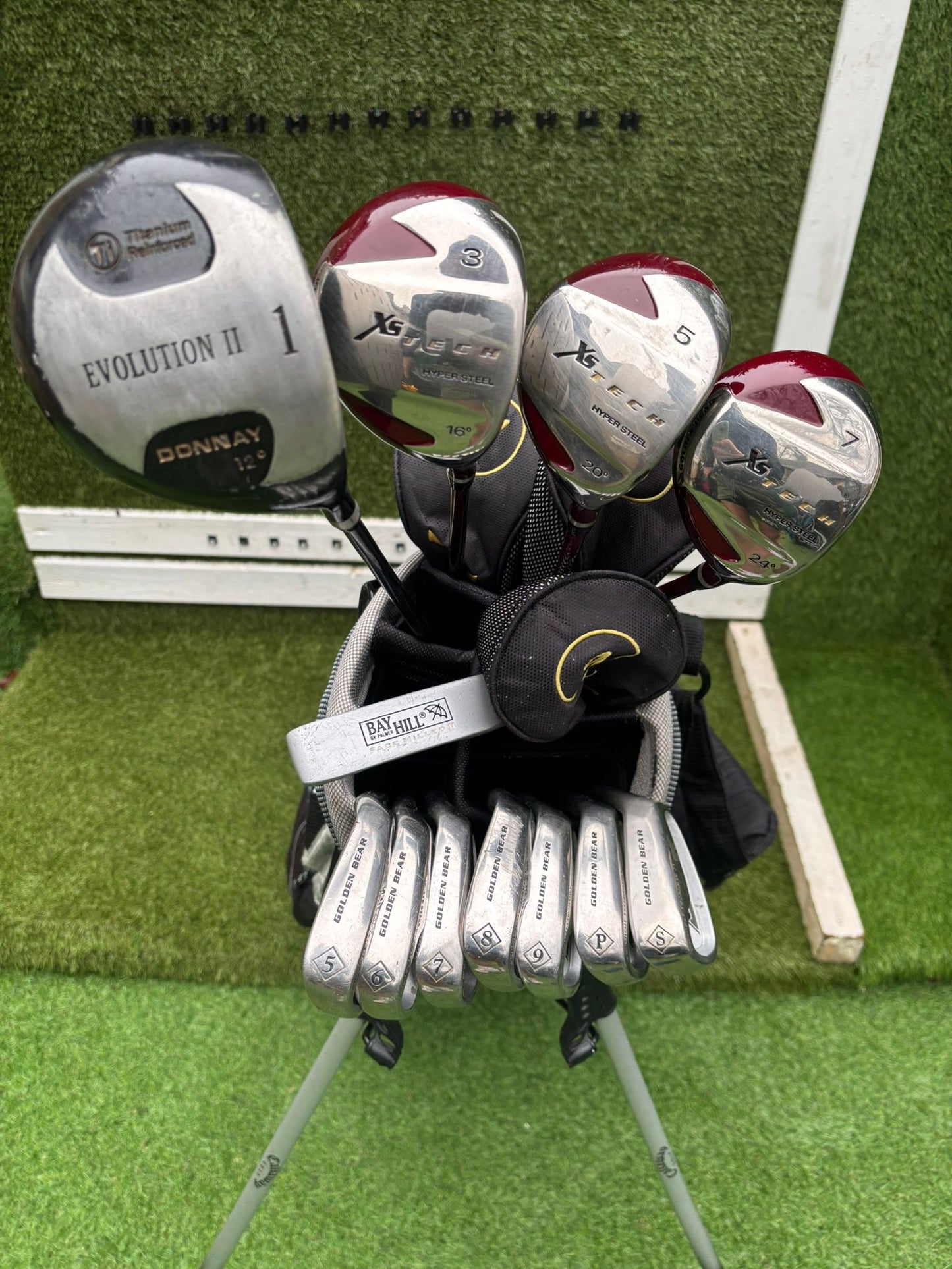 Golden Bear Irons + Xs Tech Woods + Donnay Driver + Callaway Stand Bag – 12-Club Golf Set