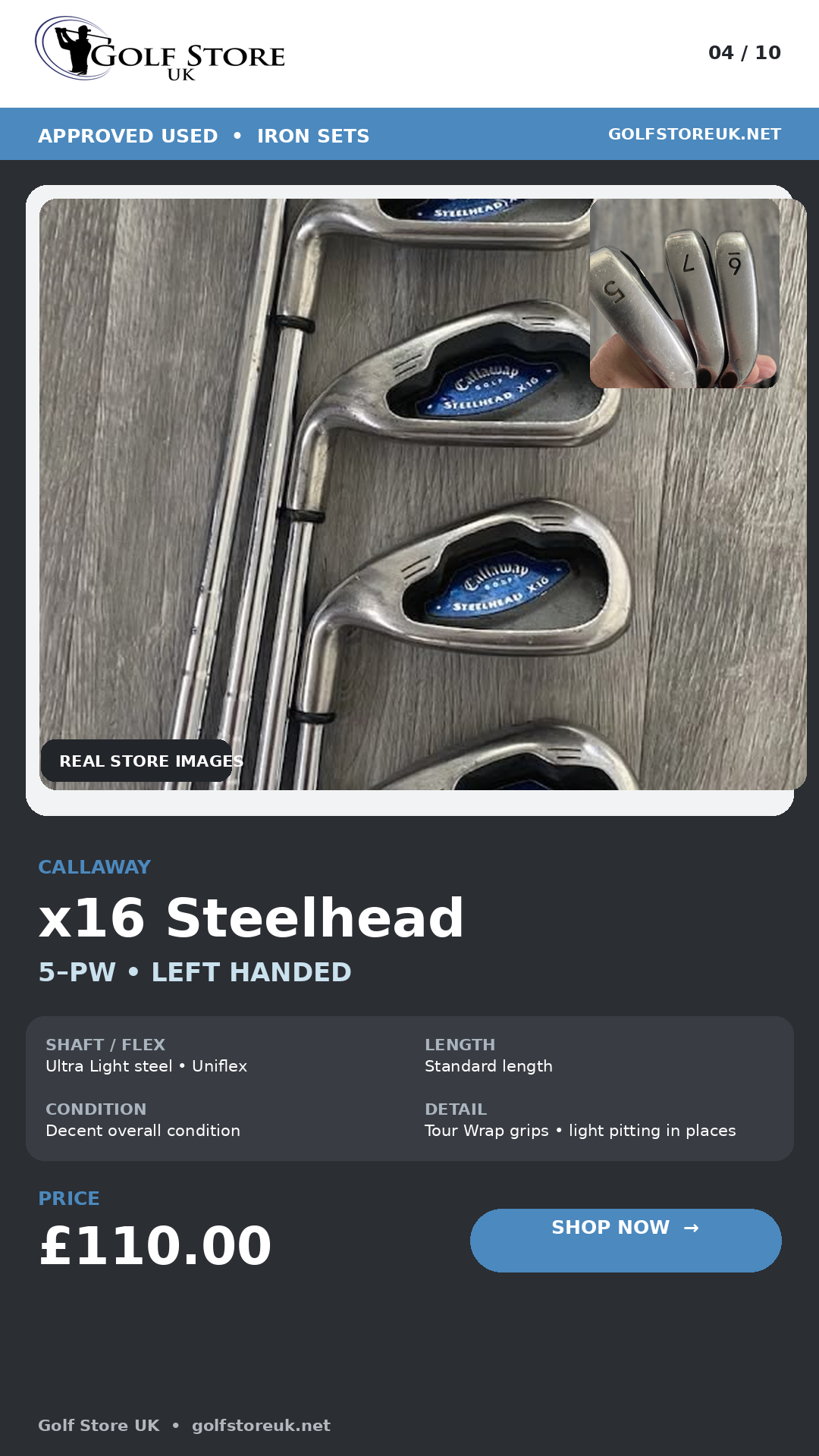 Callaway x16 Steelhead irons 5-PW - Left Handed