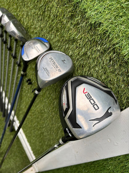 Slazenger Big Ezee Iron-Wood Golf Set V300 Driver Hybrid Stand Bag Free P&P