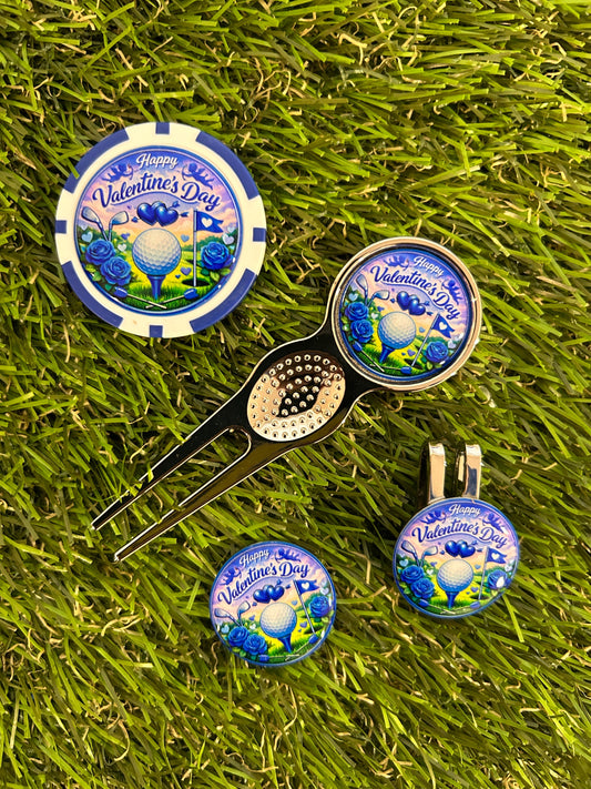 Blue Valentine’s Day Traditional metal pitchfork Combo Set with Poker Chip