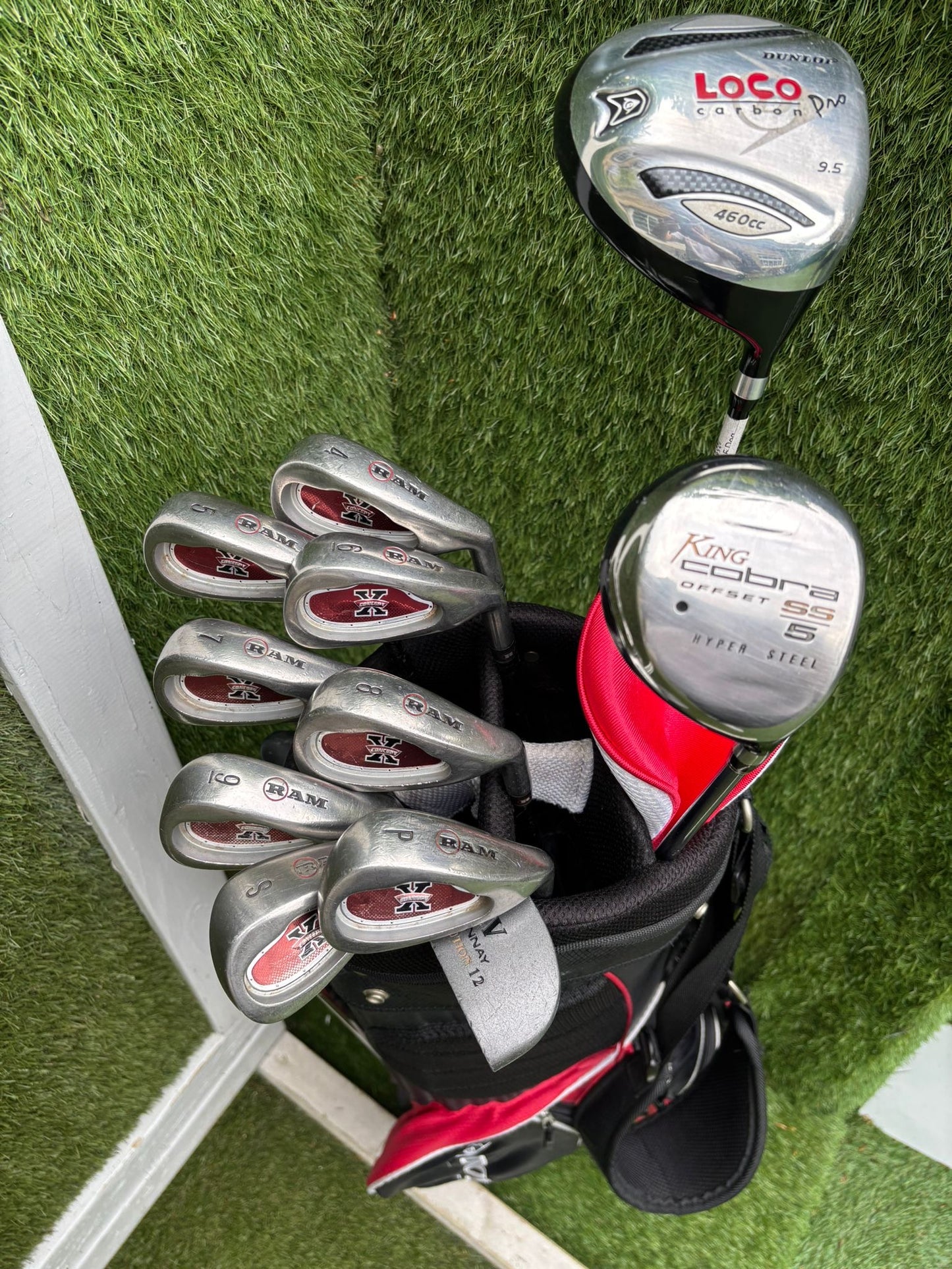 RAM X Concept Graphite Irons, Cobra SS 5 Wood & Dunlop Stand Bag Golf Set