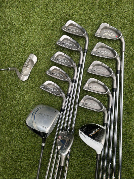 Z-MODEL II Irons + TaylorMade Woods & Hybrid + Ping Zing 2 + Donnay Putter + Peter Alliss Stand Bag – 14 Clubs