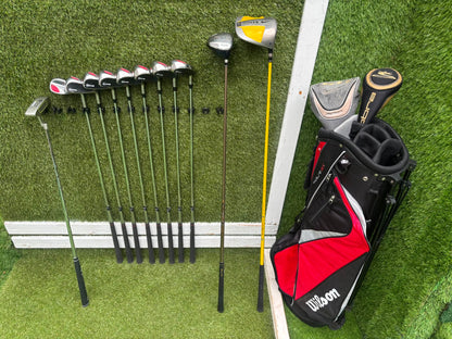 RAM Laser Hybrid Irons, Nike SQ Sumo² Driver, Cobra SZ Fairway Wood, Slazenger V Series Putter & Wilson Tour RX Stand Bag