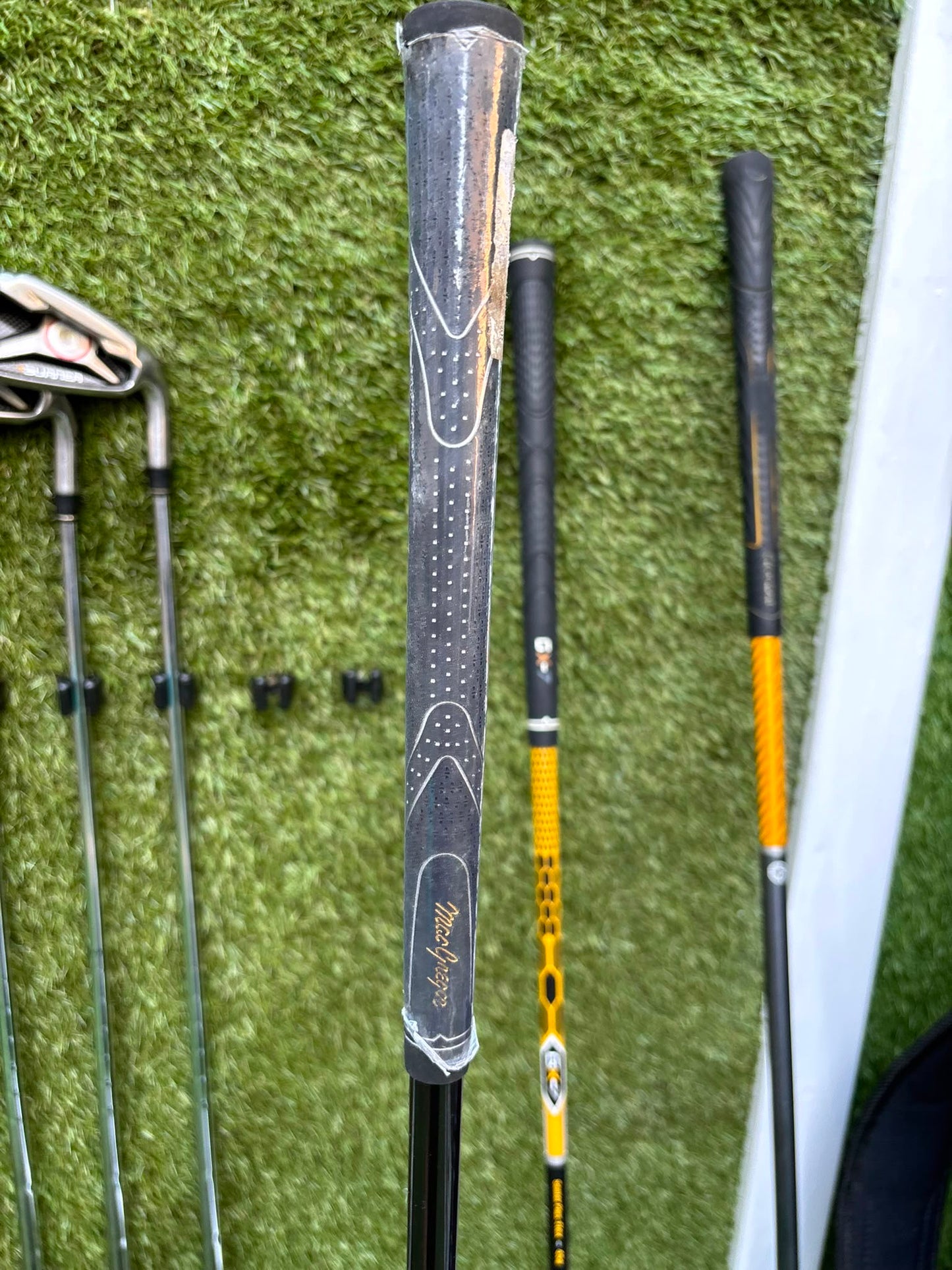 TaylorMade Irons, Cleveland Driver, GX-7 Wood, MacGregor 7 Wood, Wilson Putter & Ping Stand Bag